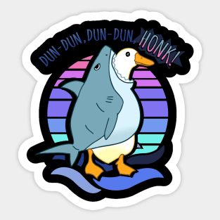 Dun Dun, Dun Dun, HONK! Funny Shark Goose Sticker